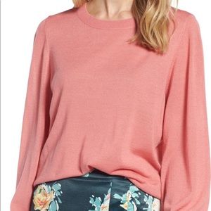 Halogen Pink Puff Sleeve Sweater